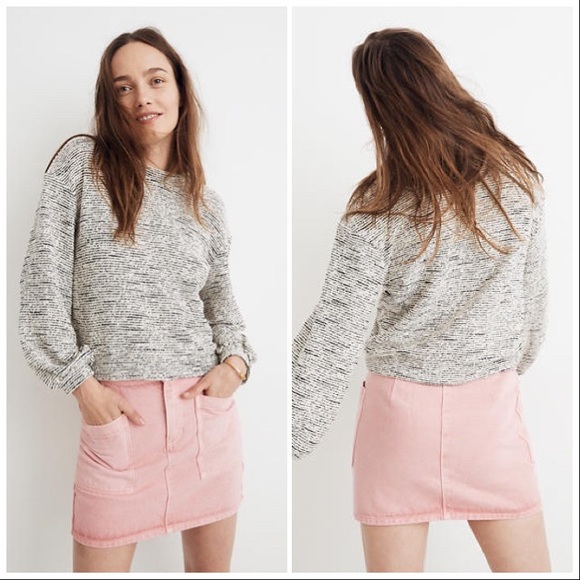 Madewell Sweaters - Madewell Ivory/Grey Bubble Sleeve Sweater XS